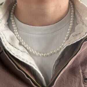 Y2K Vintage Pearl Chain Necklace 20 Inch Unisex Jewelry Minimal Streetwear
